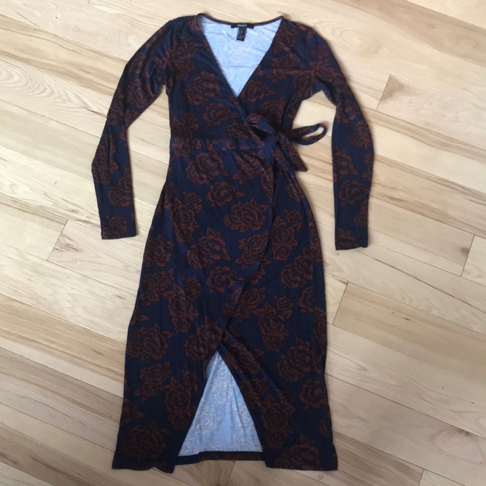 Navy wrap dress Size Small floral print
